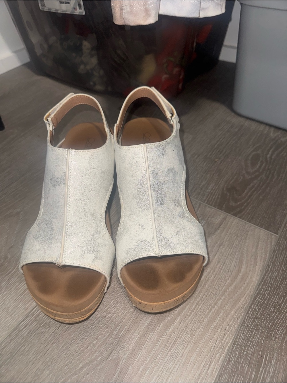 Corkys Cream Open-Toe Wedge Sandals